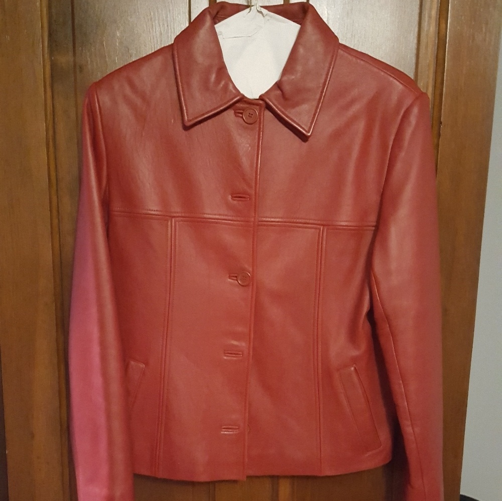 Jones New York Red Leather Jacket (Large)